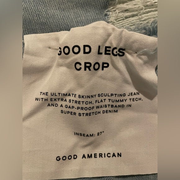 NWT Good American Good Legs Crop Skinny Distressed Raw Hem Light Blue Size 6 - Picture 6 of 14